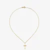 Colgante de oro amarillo de 18K con cruz grande y diamante en talla brillante de 0,015 cts