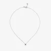 Colgante de oro blanco de 18K con un zafiro azul en talla brillante de 0,12 cts y 4 diamantes en talla brillante con un total de 0,08 cts