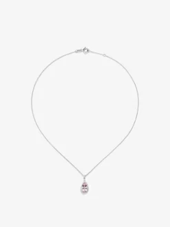 Colgante de oro blanco de 18K con morganita rosa en talla pera de 1,44 y 29 diamantes en talla brillante con un total de 0,19 cts
