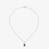 Colgante de oro blanco de 18K con rub&iacute; rojo intenso en talla pera de 0,88 cts y diamantes 0,48 cts