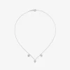 Colgante de oro blanco de 18K de corazones con 3 diamantes blancos en talla brillante con un total de 0,18 cts