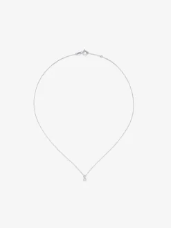 Colgante de oro blanco de 18K con letra S en pavé de 10 diamantes en talla brillante con un total de 0,027 cts