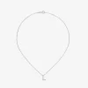 Colgante de oro blanco de 18K con letra L y 12 diamantes en talla brillante con un total de 0,07 cts