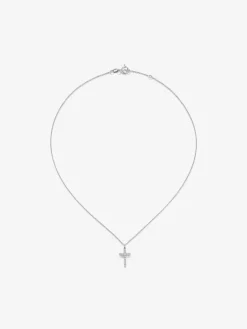 Colgante de oro blanco de 18K con cruz de 12 diamantes en talla brillante con un total de 0,24 cts
