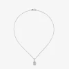 Colgante de oro blanco de 18K con amatista verde en talla pera de 0,68 cts y 18 diamantes en talla brillante con un total de 0,2 cts