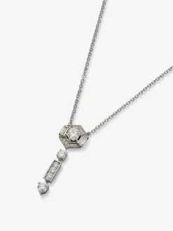 Colgante de oro blanco de 18K con diamantes en talla brillante y baguette de 0,5 cts