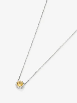 Colgante de oro blanco de 18K con cuarzo citrino 0,57 cts y diamantes 0,14 cts