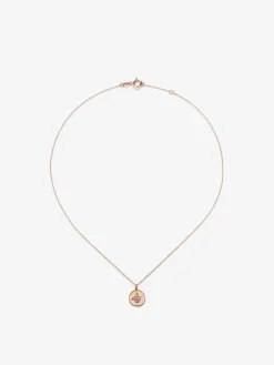 Colgante de oro blanco y rosa de 18K con 3 zafiros rosas en talla brillante con un total de 0,15 cts