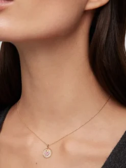 Colgante de oro blanco y rosa de 18K con 3 zafiros rosas en talla brillante con un total de 0,15 cts