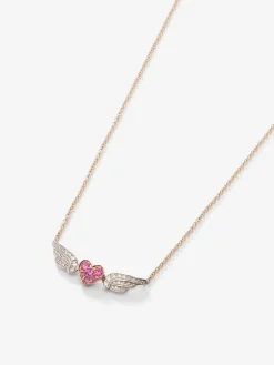 Colgante de oro blanco y oro rosa de 18kt con diamantes y zafiros