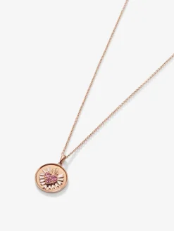 Colgante de oro blanco y rosa de 18K con 3 zafiros rosas en talla brillante con un total de 0,15 cts