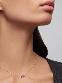 Colgante de oro blanco y oro rosa de 18kt con diamantes y zafiros