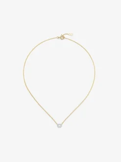 Colgante de oro blancoy amarillo de 18K con diamantes blancos en talla brillante de 0,06 cts