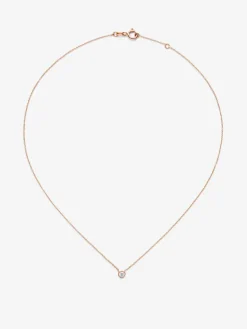 Colgante de oro rosa de 18K con diamante en talla brillante de 0,15 cts