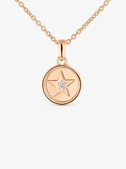Colgante de oro rosa de 18K con forma de estrella y diamante de 0,01 cts