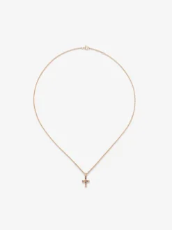 Colgante de oro rosa de 18K con zafiros multicolor con forma de cruz