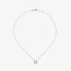 Colgante de oro rosa de 18K con letra M y 16 diamantes en talla brillante con un total de 0,07 cts