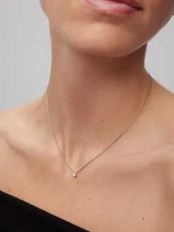 Colgante de oro rosa de 18K con diamante en talla brillante de 0,2 cts