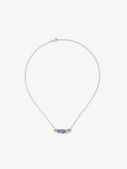 Colgante de plata 925 con amatista morada, topacios azul swiss y peridotos