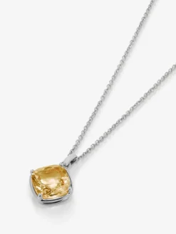 Colgante de plata 925 con cuarzo citrino en talla cushion de