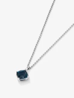 Colgante de plata 925 con topacio azul london en talla cushion