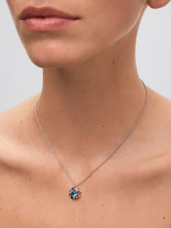 Colgante de plata 925 con topacios, amatistas, cuarzos y peridotos en talla brillante