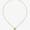 Colgante gallonado de oro blanco y amarillo de 18K con pavé de diamantes en talla brillante con un total de 0,19 cts