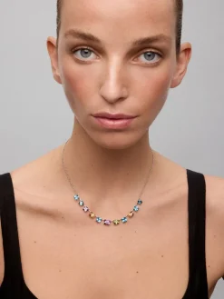 Colgante grande de plata 925 con gemas multicolor