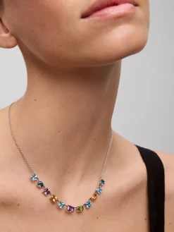 Colgante grande de plata 925 con gemas multicolor