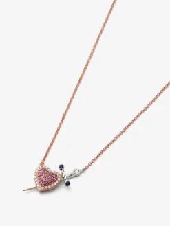 Colgante oro rosa y oro blanco de 18kt con diamantes y zafiros