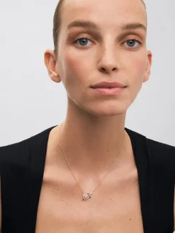 Colgante oro rosa y oro blanco de 18kt con diamantes y zafiros