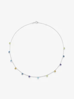 Colgante peque&ntilde;o de plata 925 con gemas multicolor