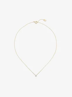 Colgante solitario de oro amarillo de 18K con diamante blanco en talla brillante de 0,1 cts