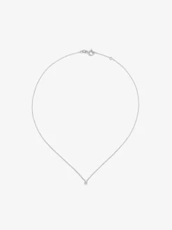 Colgante solitario de oro blanco de 18K con diamante en talla brillante de 0,1 cts