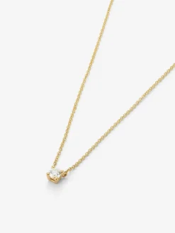 Colgante solitario de oro amarillo de 18K con diamante blanco en talla brillante de 0,1 cts