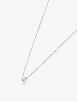 Colgante solitario de oro blanco de 18K con diamante en talla brillante de 0,1 cts