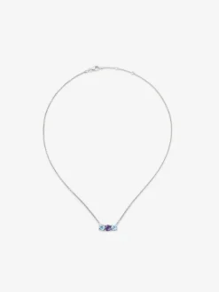 Colgante tresillo de plata 925 con topacios azuls swiss y amatista morada
