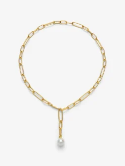 Collar de eslabones de oro amarillo de 18K con perla australiana de 11,5 mm