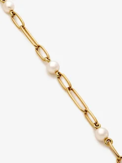 Collar de eslabones de oro amarillo de 18K con 5 perlas akoya de 8mm