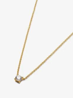 Collar de oro amarillo de 18K con diamante central en talla brillante de 0,30 cts