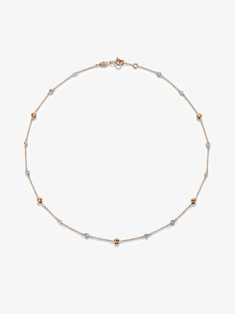 Collar de oro rosa de 18K con 12 diamantes en talla brillante con un total de 0,38 cts