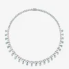 Collar rivière de oro blanco de 18K con 25 aguamarinas azules en talla pera con un total de 8,33 cts, 39 en talla brillante con un total de 5,868 cts y 103 diamantes en talla brillante con un total de 3,82 cts