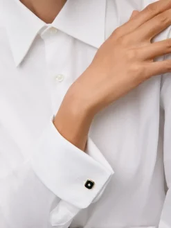 Gemelos de oro amarillo de 18K con ónix negro de 3,25 cts y diamantes blancos de 0,12 cts