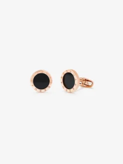 Gemelos de oro rosa de 18K con 2 ónix negros con un total de 5,13 cts
