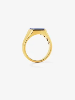18k yellow gold medium signet ring with lapis lazuli