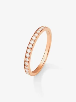 Media alianza de oro rosa de 18K con 16 diamantes en talla brillante con un total de 0,23 cts
