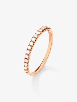 Media alianza de oro rosa de 18K con 16 diamantes en talla brillante con un total de 0,22 cts