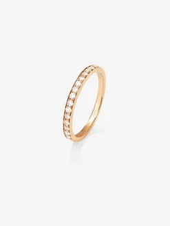 Media alianza de oro rosa de 18K con 15 diamantes en talla brillante con un total de 0,31 cts
