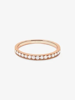 Media alianza de oro rosa de 18K con 16 diamantes en talla brillante con un total de 0,23 cts