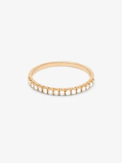 Media alianza de oro rosa de 18K con 16 diamantes en talla brillante con un total de 0,16 cts
